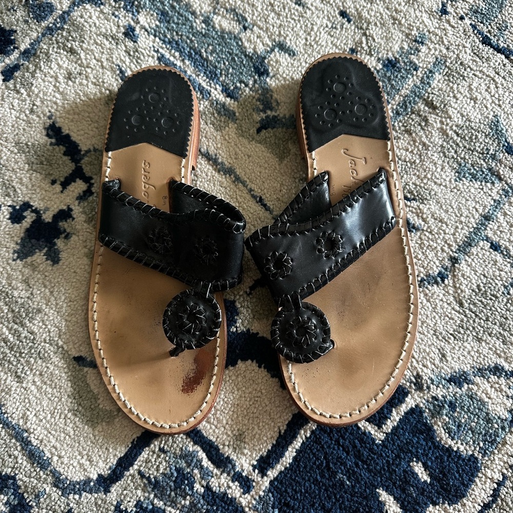 Jack Rogers Black Leather Sandals